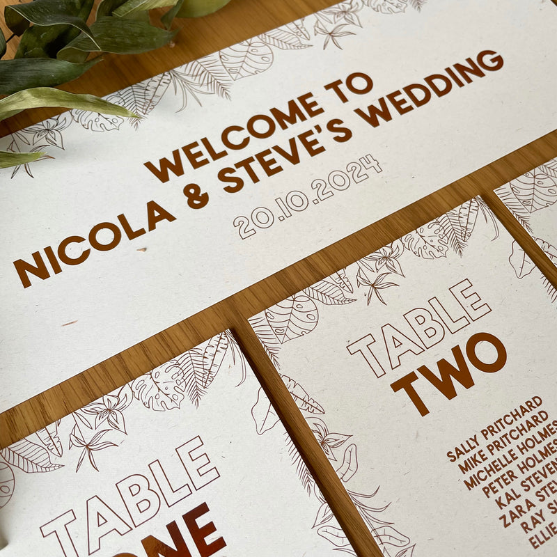 jungle theme table plan cards