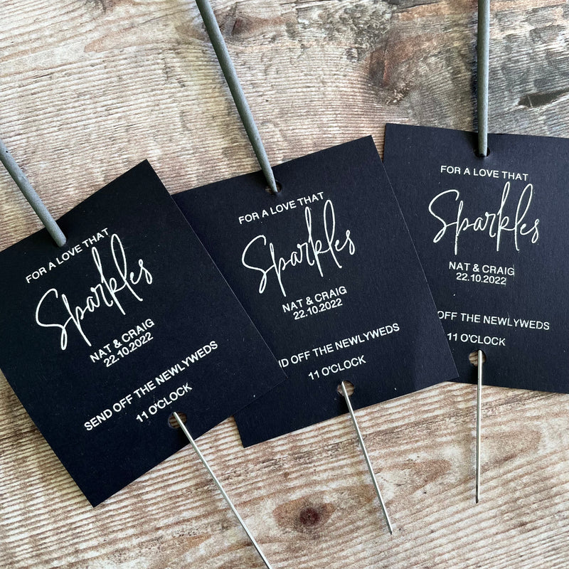 Black and White Sparkler Favour Tags