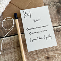 Black and White Wedding RSVP card