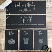 Black and White Table Plan Cards | Headers