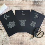 Black and White Table Plan Cards | Headers