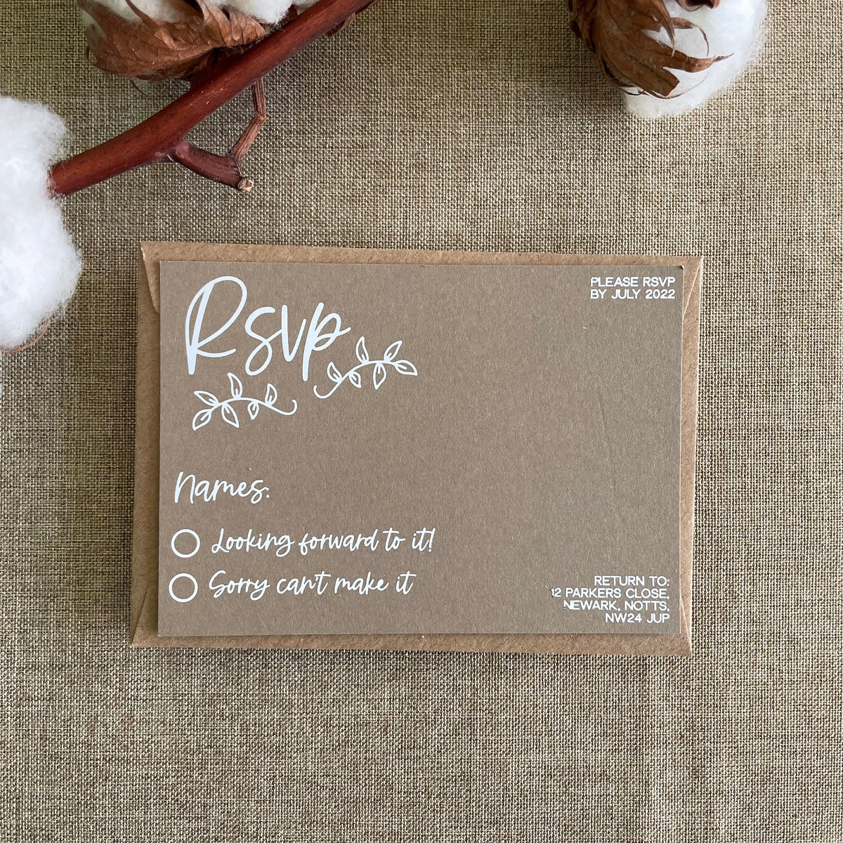 Rustic Charm Wedding RSVP card