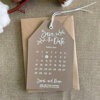 Rustic Charm Save the Date Calendar Tag