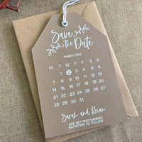 Rustic Charm Save the Date Calendar Tag