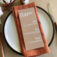 Rustic Charm Wedding Menu