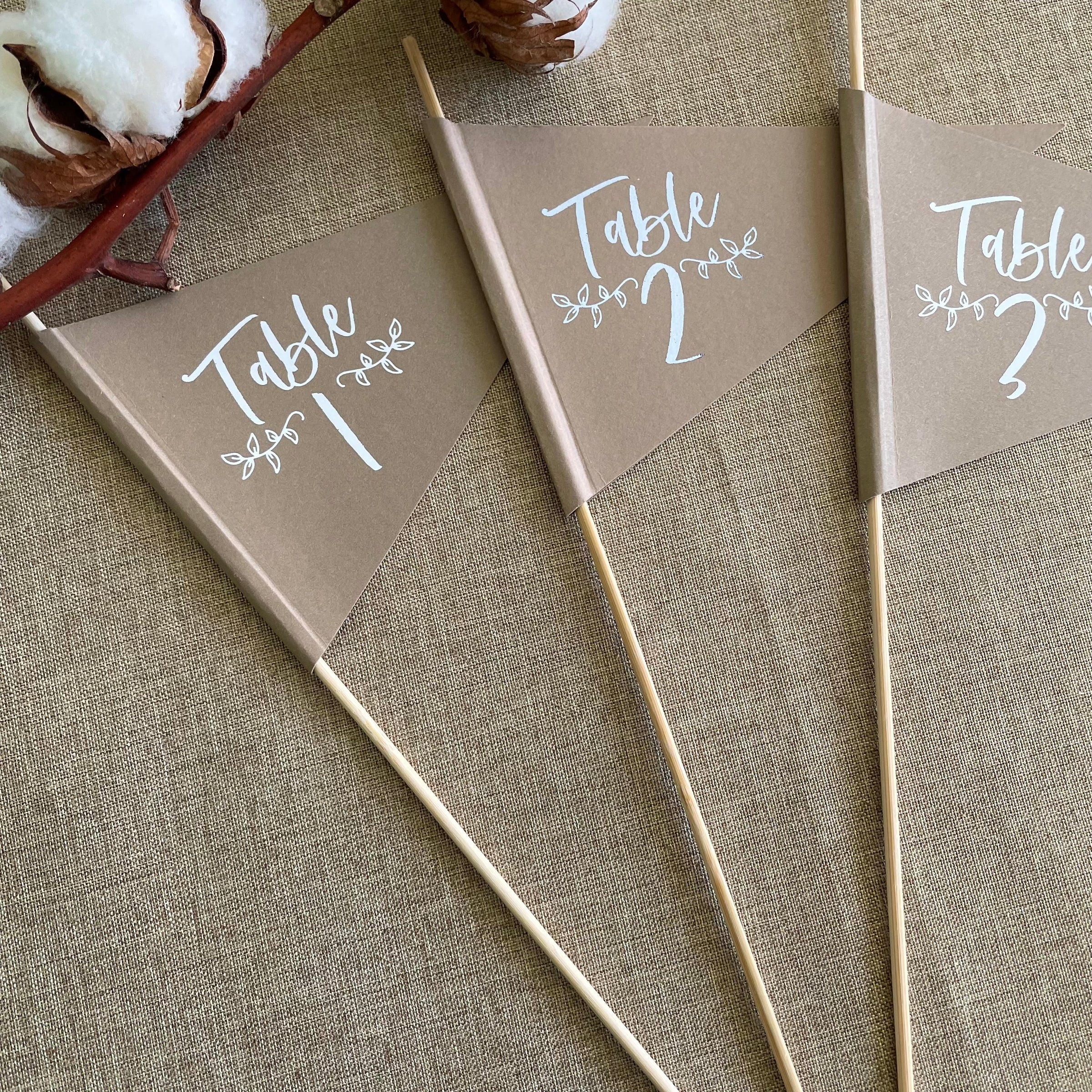 Rustic Charm Table Number Flags – Confetti Sweethearts | Alternative ...