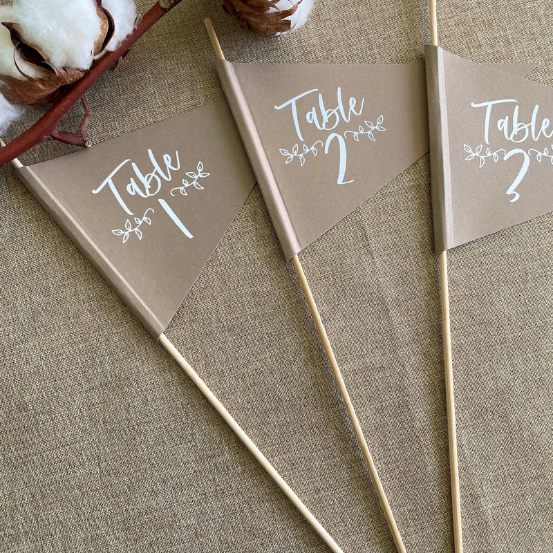 Rustic Charm Table Number Flags