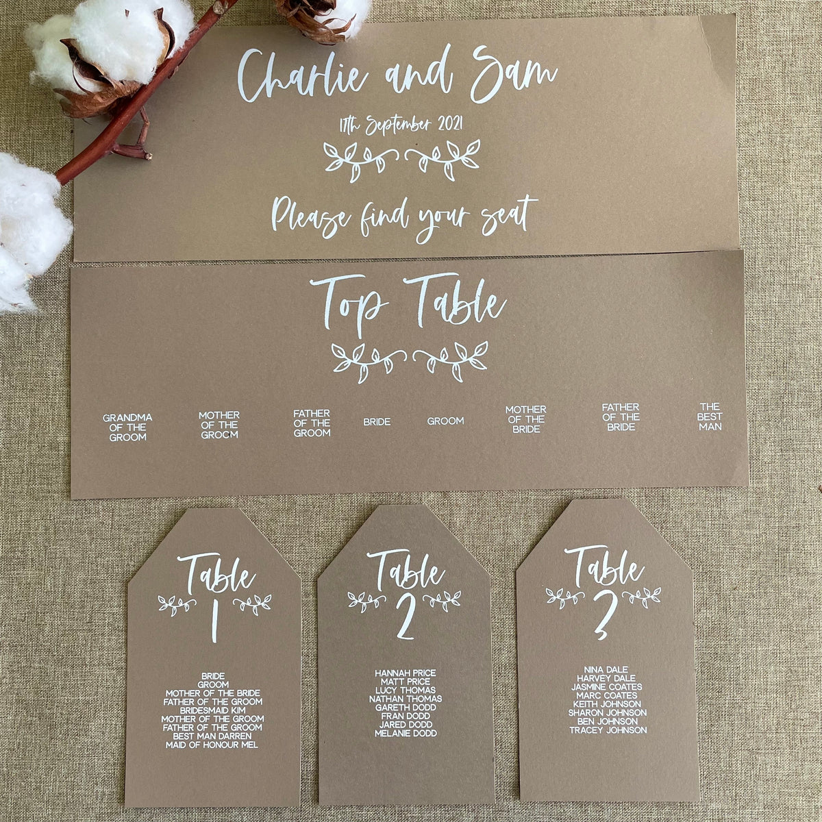 Rustic Charm Table Plan Tags | Headers