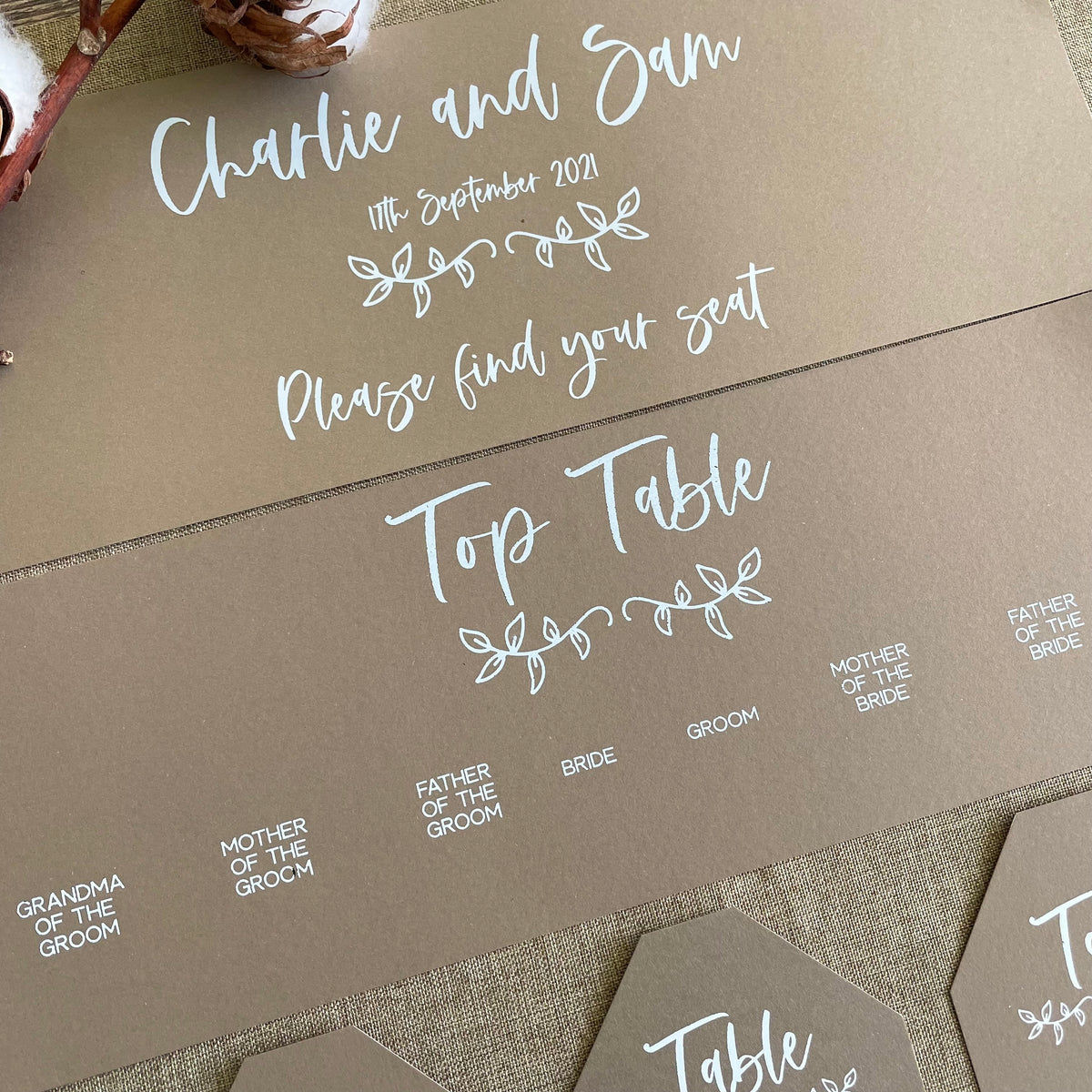 Rustic Charm Table Plan Tags | Headers