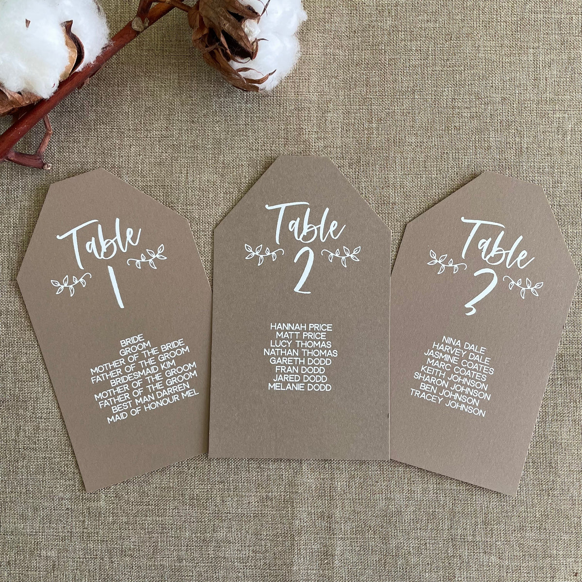 Rustic Charm Table Plan Tags | Headers