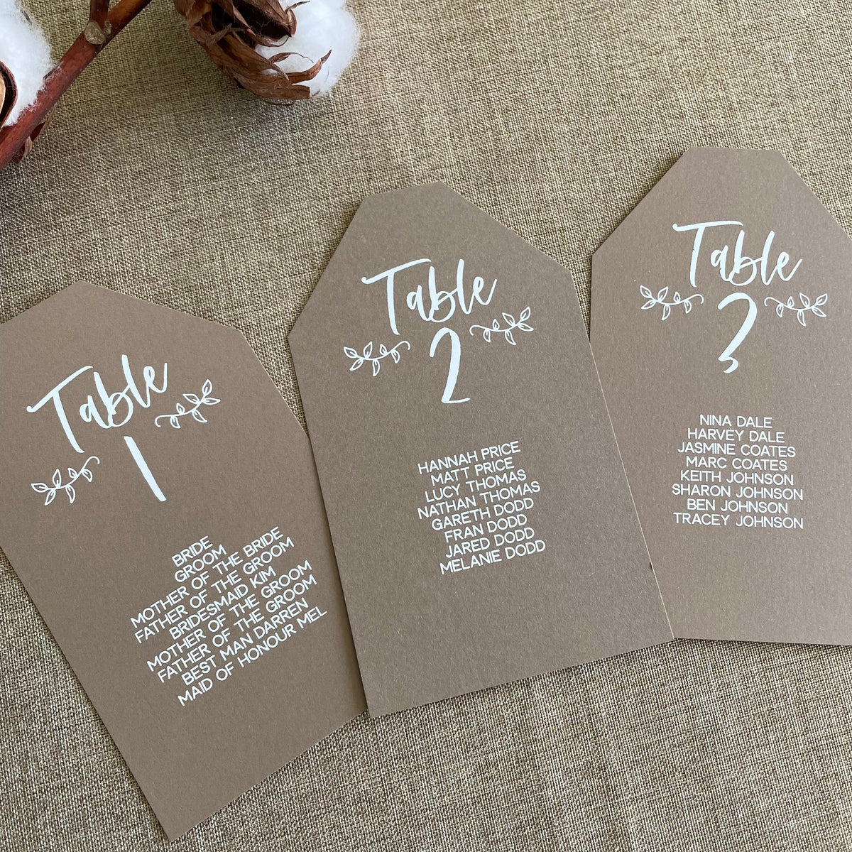 Rustic Charm Table Plan Tags | Headers