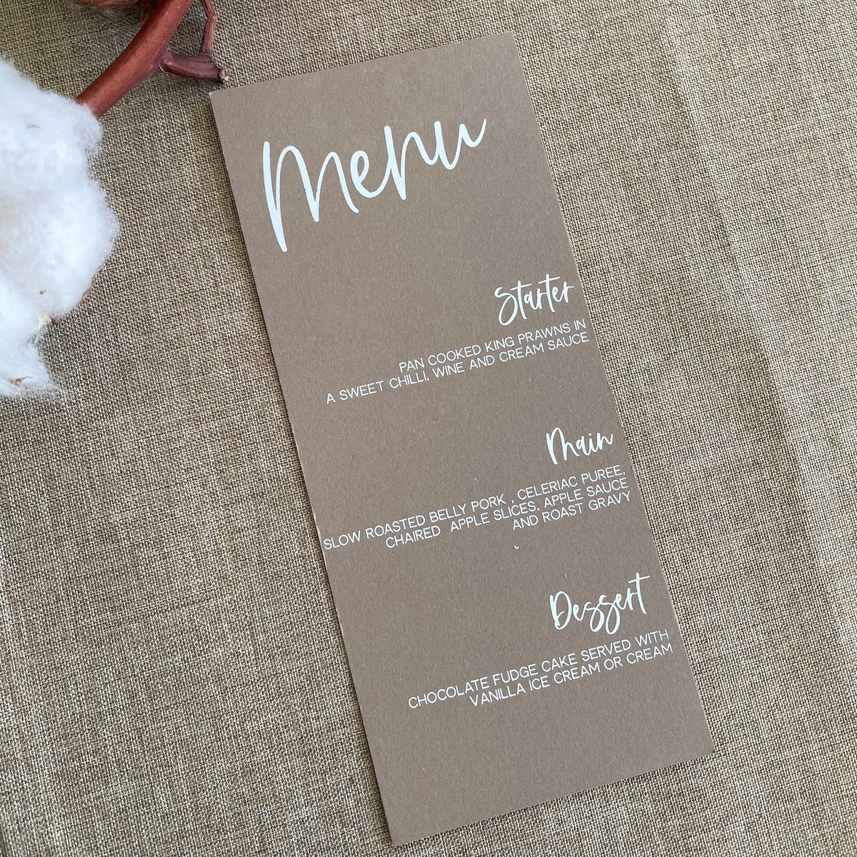 Rustic Charm Wedding Menu