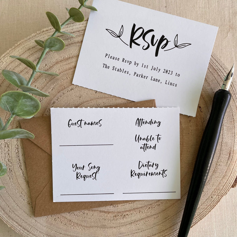 Tear Off Floral RSVP card