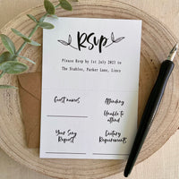 Tear Off Floral RSVP card