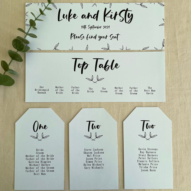 Floral Table Plan Tags | Headers