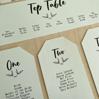 Floral Table Plan Tags | Headers