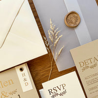 Wedding Invitation Set with Vellum Wrap & Wax Seal