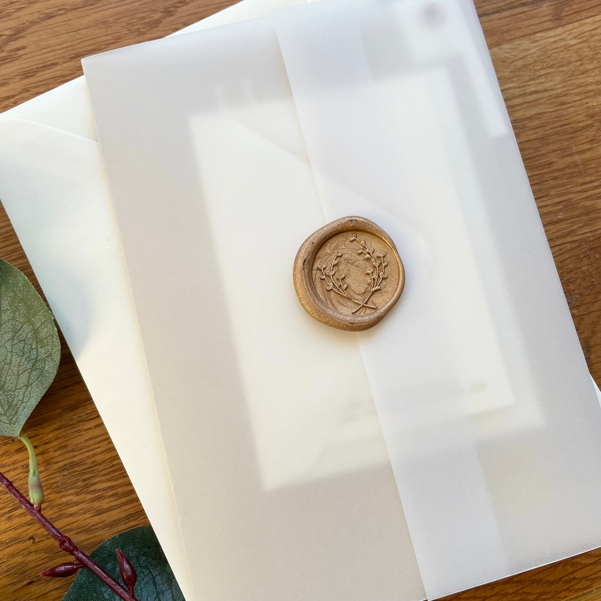 Wedding Invitation Set with Vellum Wrap & Wax Seal