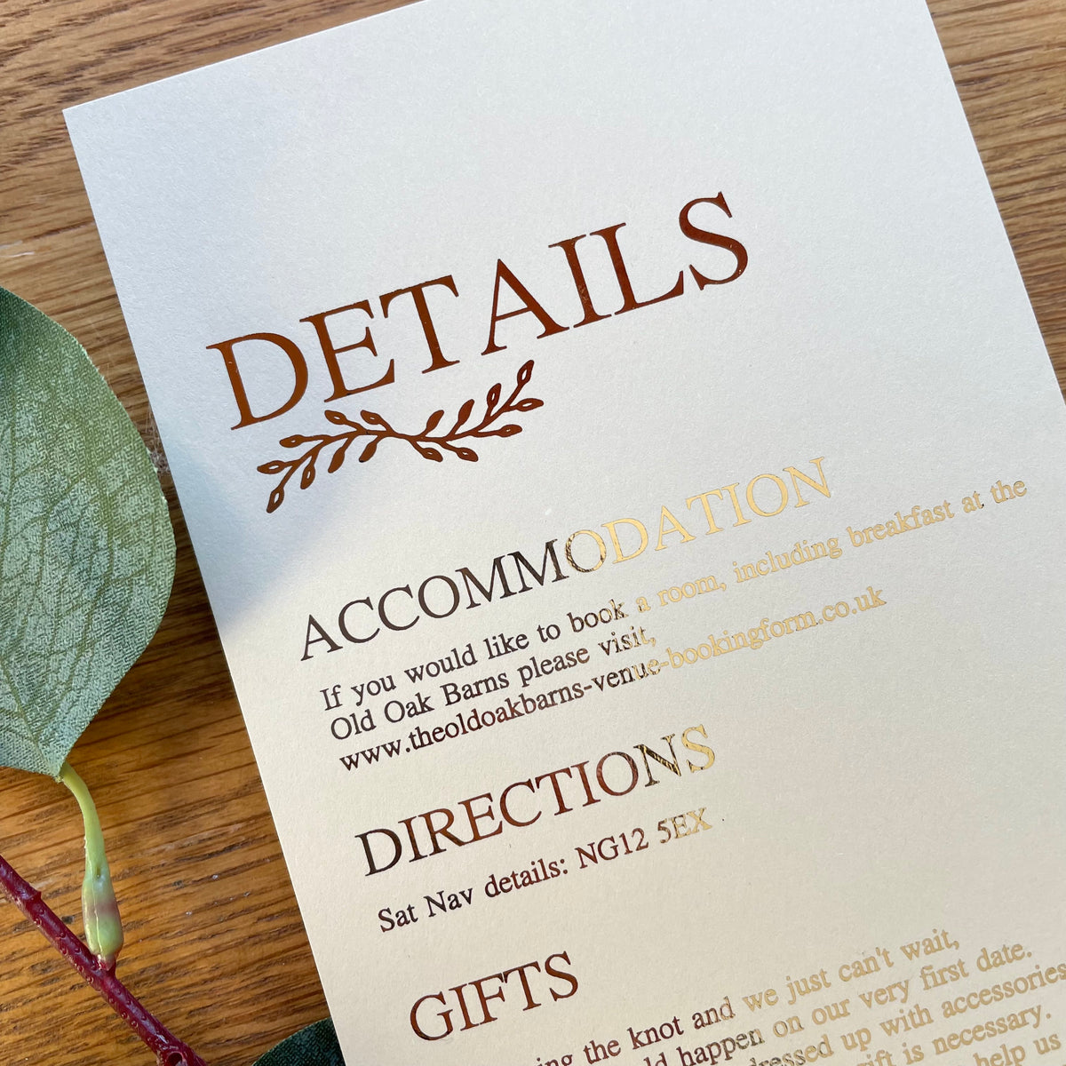 Gold Details Card