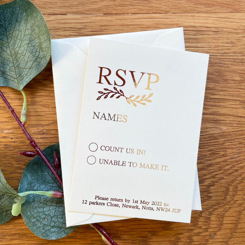 Gold Wedding RSVP card