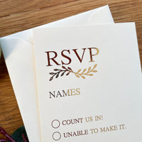 Gold Wedding RSVP card