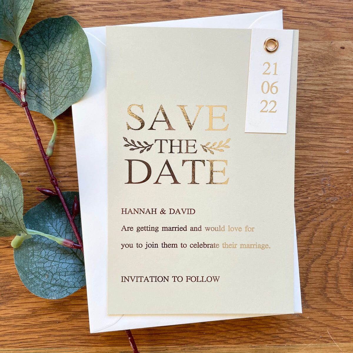 Save the Date card with date tag