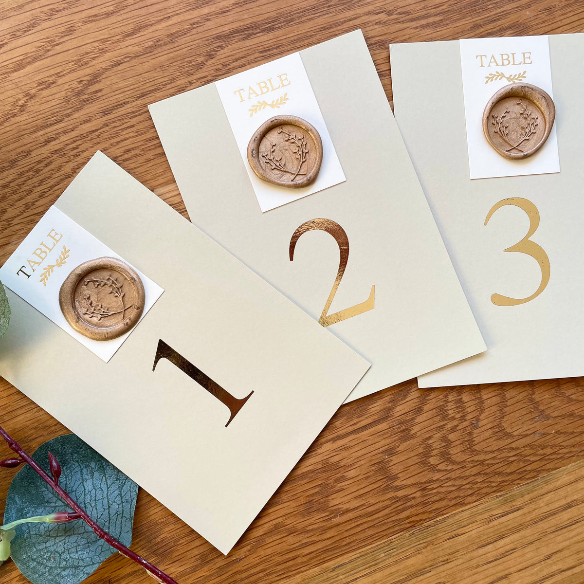 Gold Wax Seal Table Numbers