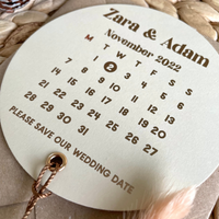 save the date tag with tassel