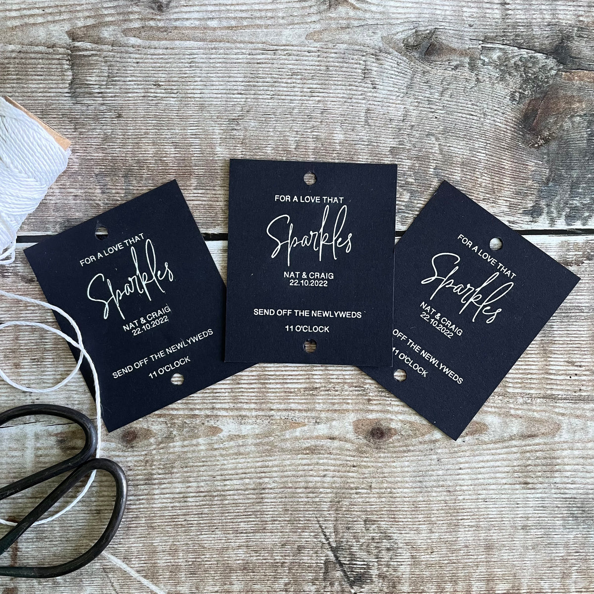 Black and White Sparkler Favour Tags