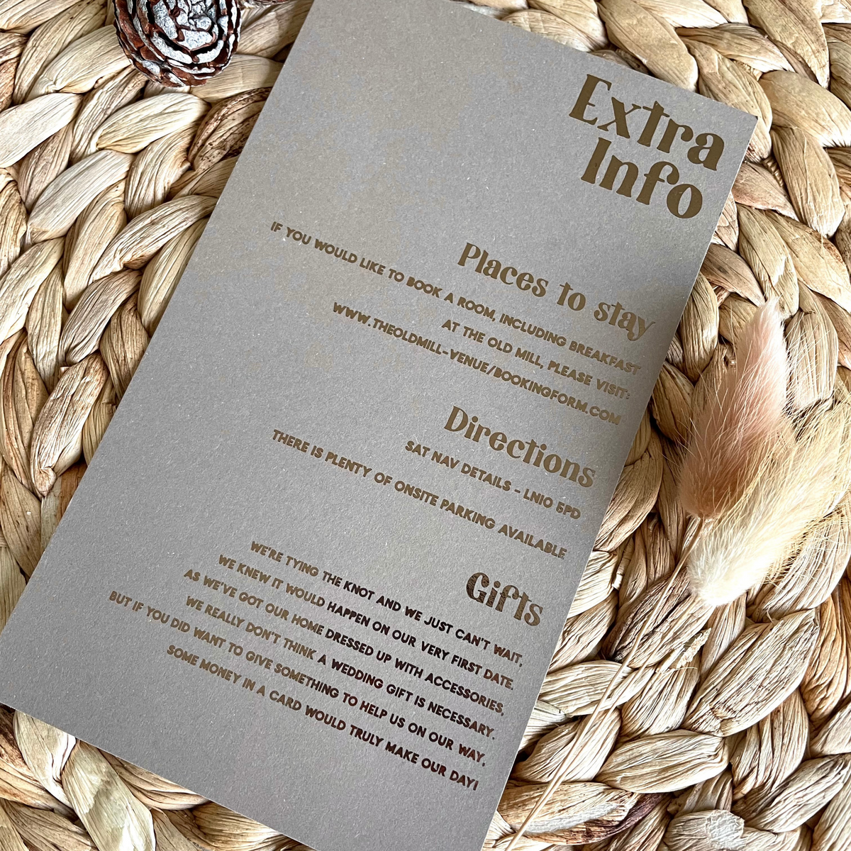 wedding details card